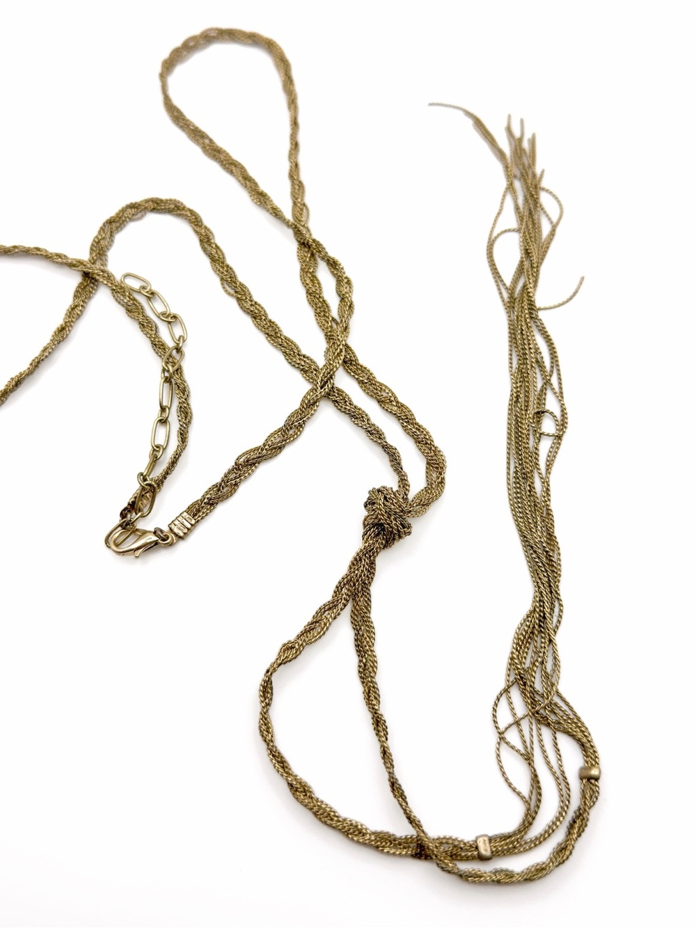 Vintage Style Gold Tone Multi Chain Tassel Lariat Statement Necklace